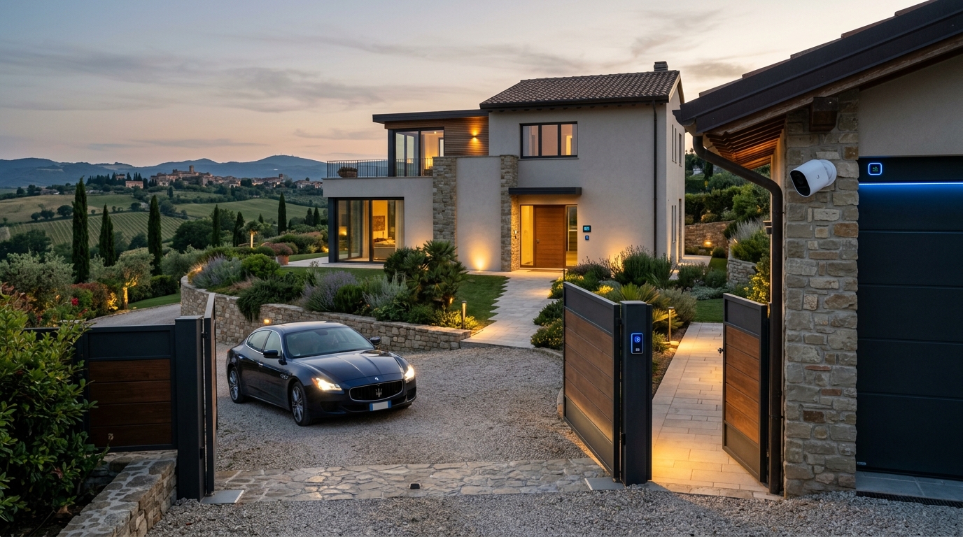 Casa e giardino smart con videosorveglianza, Wi-Fi e cancello automatico Ubiquiti UniFi